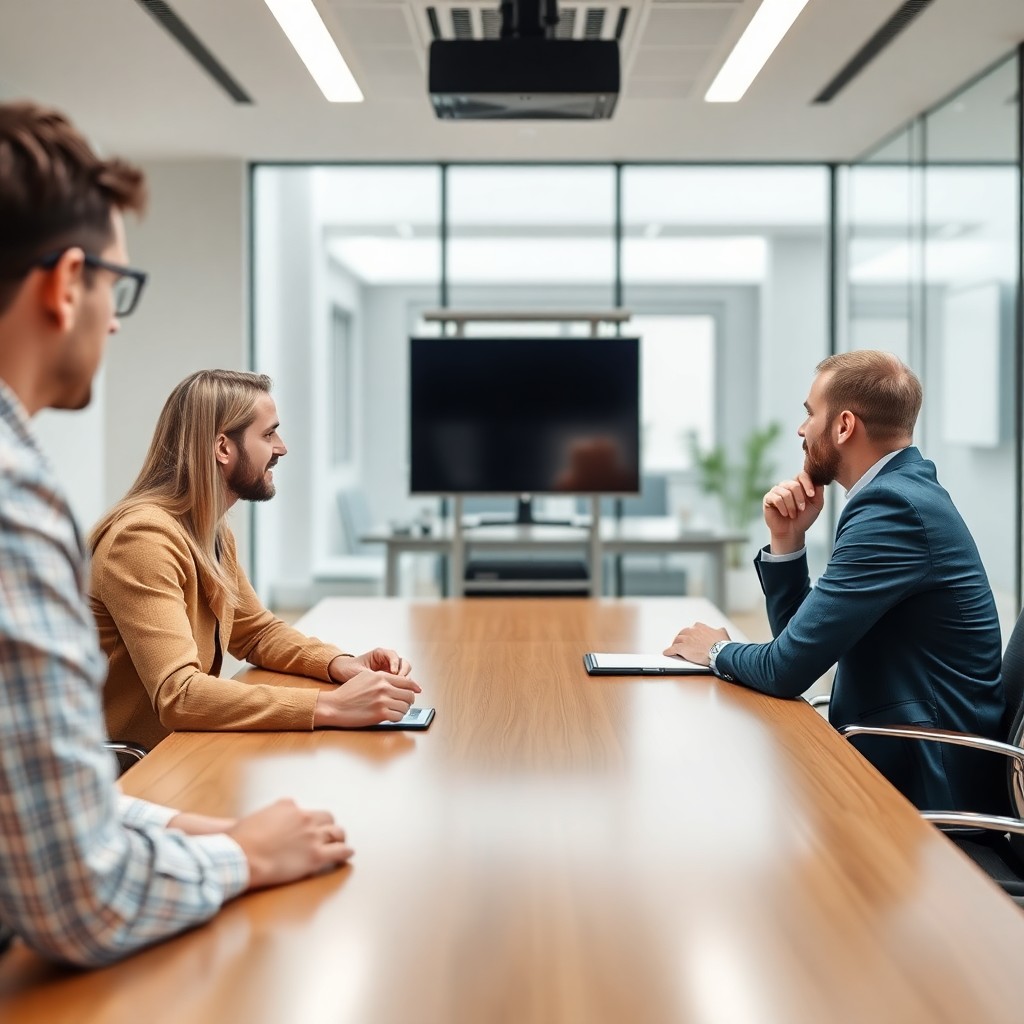 Команда LaserPerf HR консалтинг в современном офисе обсуждает стратегию подбора персонала